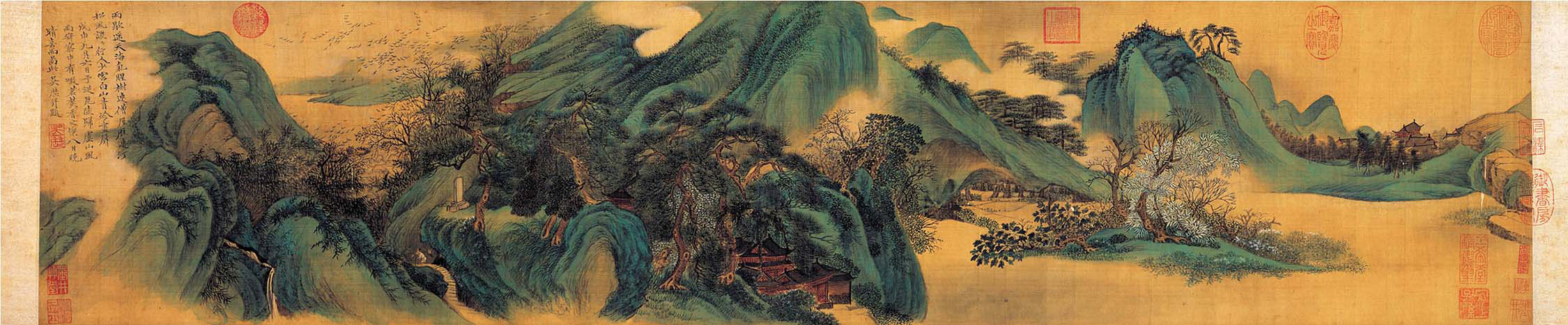 Green Mountains and White Clouds Scroll Image